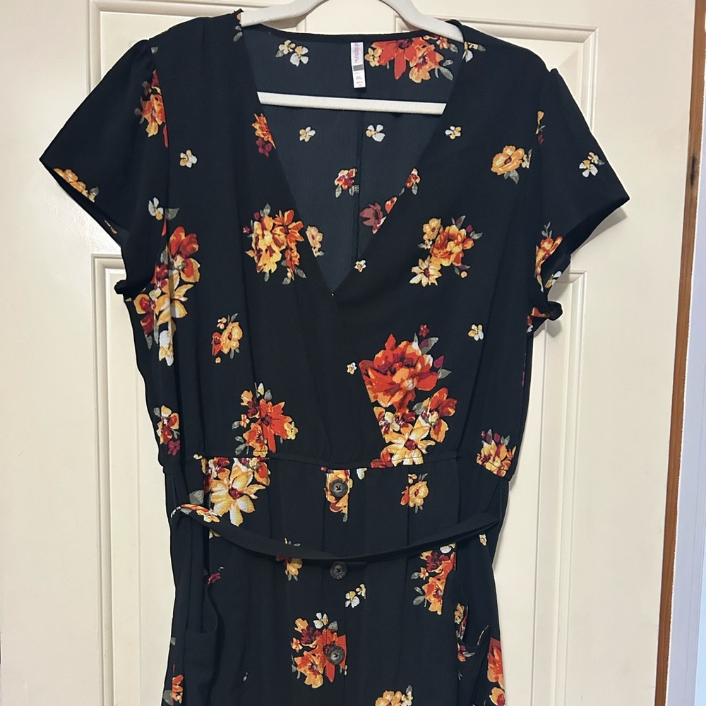 Faux Wrap Dress with Pockets